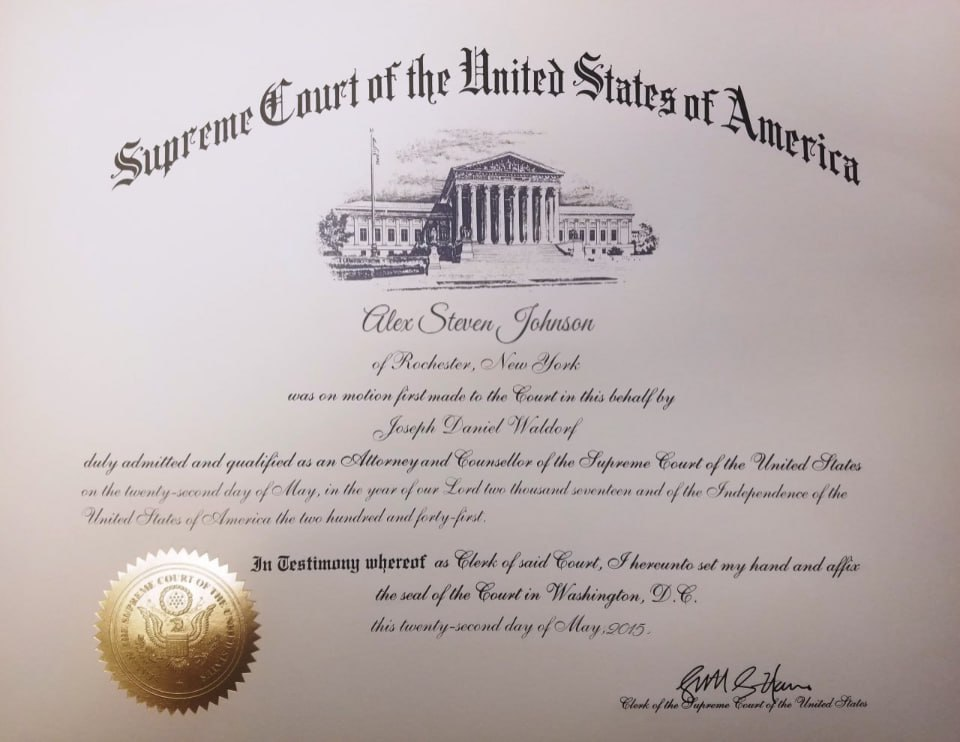 Supreme Court of the United States Bar Admission — Alex Steven Johnson
